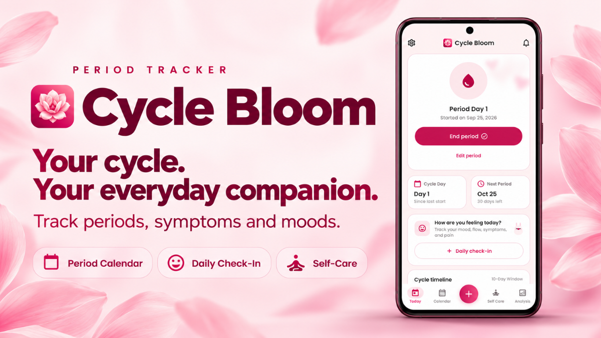 Period Tracker: Cycle Bloom menstrual health tracker feature banner on Samsung Galaxy Store